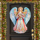 Blue Floral Angel Holiday Door Decor  by G. Debrekht - Christmas Decor - 8611024H