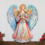 Blue Floral Angel Holiday Door Decor  by G. Debrekht - Christmas Decor - 8611024H