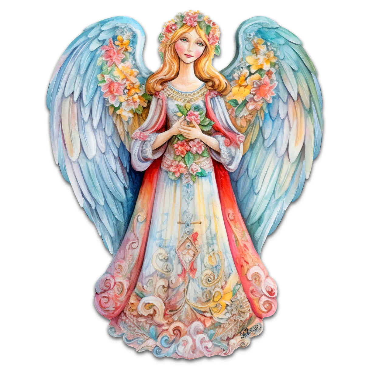 Blue Floral Angel Holiday Door Decor  by G. Debrekht - Christmas Decor - 8611024H