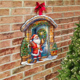 Joyful Moments at the Doorstep Holiday Door Decor  by G. Debrekht - Christmas Santa Snowman Décor - 8611046H