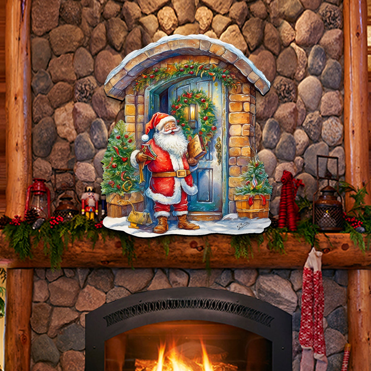 Joyful Moments at the Doorstep Holiday Door Decor  by G. Debrekht - Christmas Santa Snowman Décor - 8611046H