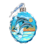 Flower Dolphins Mercury Glass Ornament by G. DeBrekht - Coastal Holiday Decor - 777373