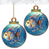 Coastal Decorations - Blue Fish Wooden Ornaments by G.Debrekht Coastal Holiday Decor - 8688181