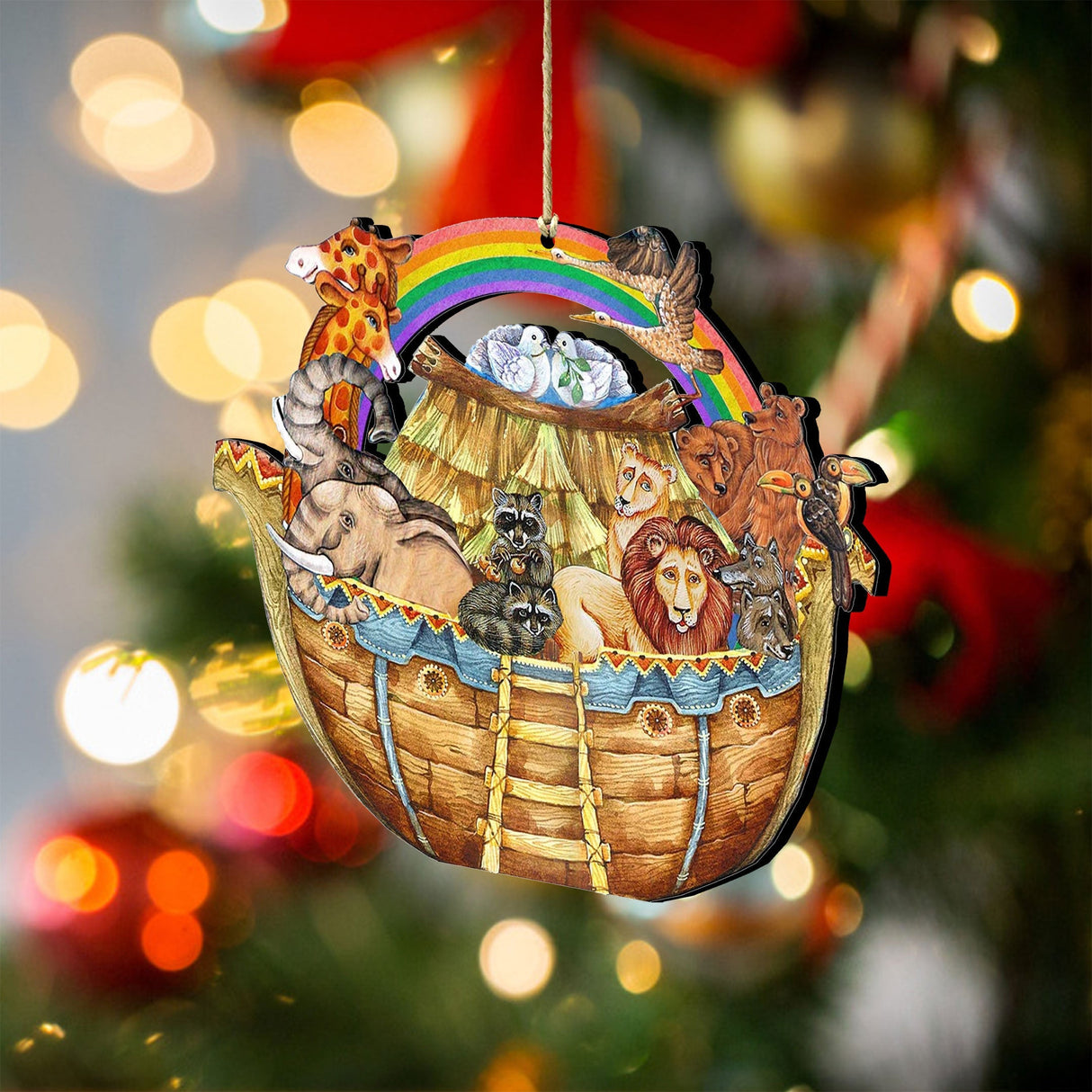 Noah's Ark Christmas Wooden Ornaments by G. DeBrekht - Nativity Holiday Decor - 8114050