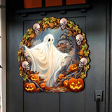 Halloween Ghost Wreath Door Hanger Door Décor by G. Debrekht - Halloween Décor - 8652825H