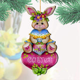 Easter Bunny Wooden Ornaments - Handcrafted Easter Decor - Bunny Art by Jamie Mills-Price - 8652826