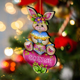 Easter Bunny Wooden Ornaments - Handcrafted Easter Decor - Bunny Art by Jamie Mills-Price - 8652826