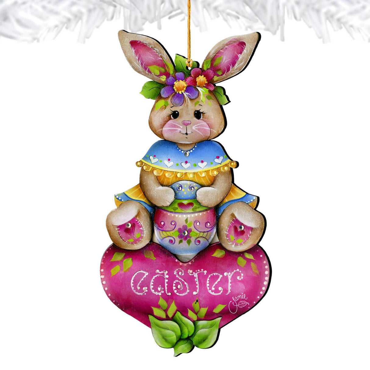 Easter Bunny Wooden Ornaments - Handcrafted Easter Decor - Bunny Art by Jamie Mills-Price - 8652826