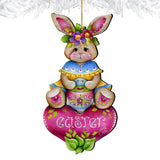 Easter Bunny Wooden Ornaments - Handcrafted Easter Decor - Bunny Art by Jamie Mills-Price - 8652826