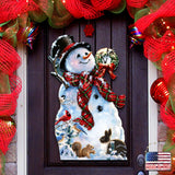 Decoración navideña para puerta de estilo antiguo de D. Gelsinger - Decoración navideña de Papá Noel y muñeco de nieve - 8461024H-1563
