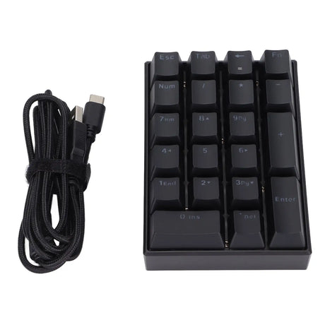 Wired Keyboard Stepped Keycap Fadeless Durable Backlit 21 Keys LED Mechanical KeyboardRed Shaft - Lootquake