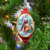 Santa Kids Cut Drop Glass Ornament by G. DeBrekht - Christmas Santa Snowman Decor - 757-005
