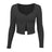 Long Sleeved Crop Cardigan Top Sexy Button Knit T-shirt - Lootquake