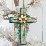 Adornos de madera con forma de cruz de Pascua en color verde azulado de G. DeBrekht - Decoración de primavera para Pascua - 8688164