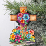 Easter Floral Cross Wooden Ornaments by G. DeBrekht Easter Spring Décor - 8688166