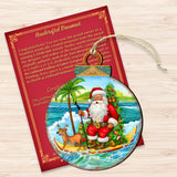 Nautical Christmas Décor - Santa on the Surfboard Wooden Ornaments by G. Debrekht Coastal Holiday Décor - 8688185