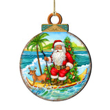 Nautical Christmas Décor - Santa on the Surfboard Wooden Ornaments by G. Debrekht Coastal Holiday Décor - 8688185