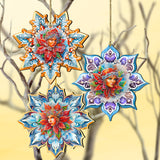 Snow Queen Snowflake Wooden Ornaments set of 3 by G. Debrekht - Christmas Décor - 8090141-S3