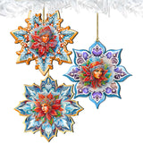 Snow Queen Snowflake Wooden Ornaments set of 3 by G. Debrekht - Christmas Décor - 8090141-S3