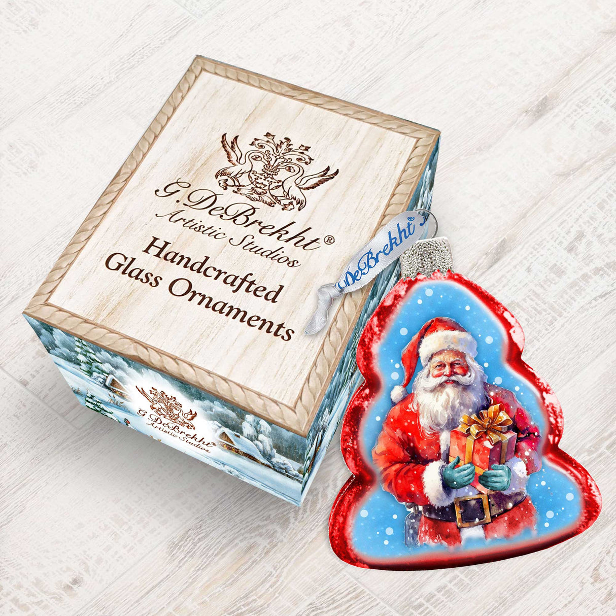 Santa's Gift Mercury Glass Ornaments by G. Debrekht - Christmas Santa Snowman Decor - 776013