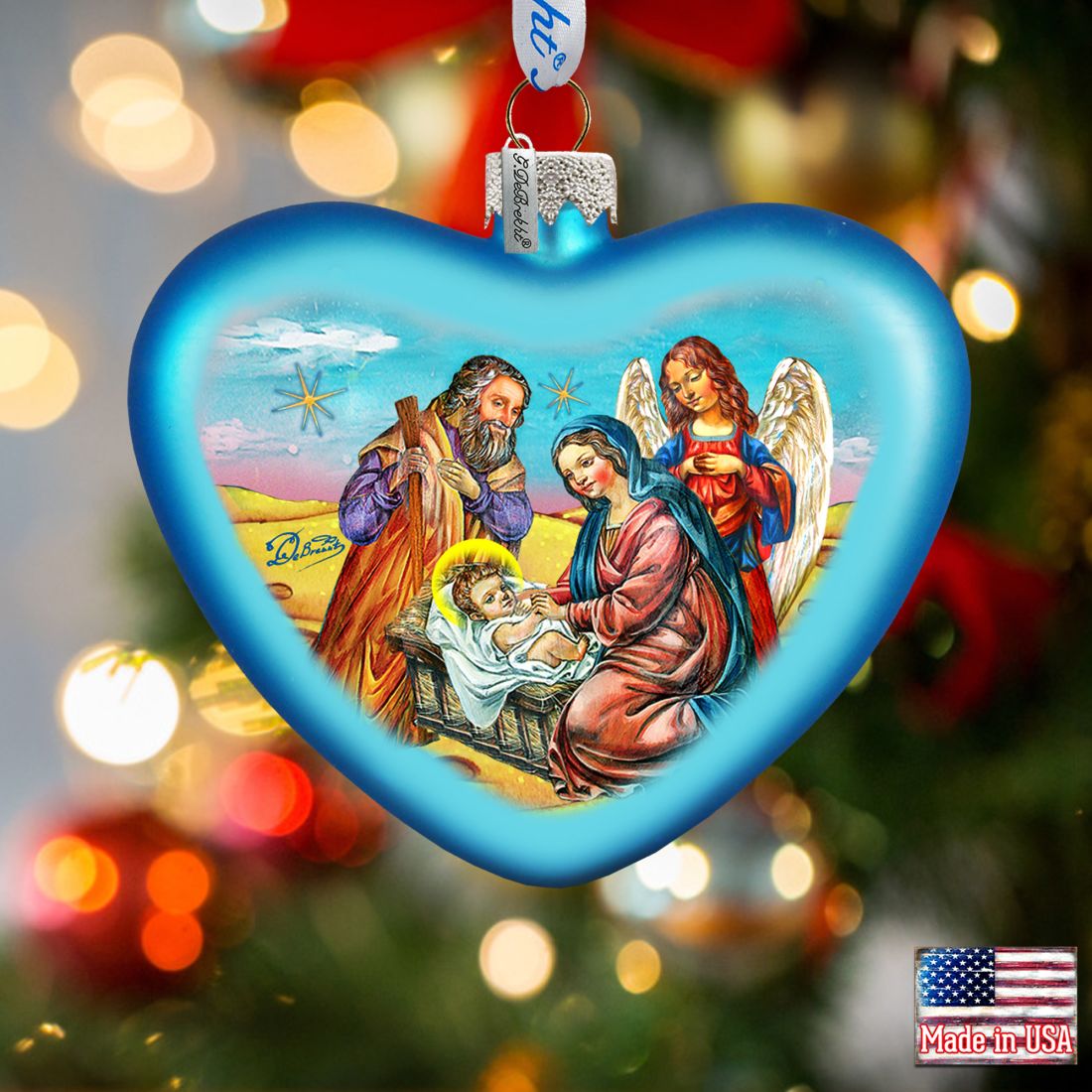 Nativity Heart Glass Ornament by G. DeBrekht - Nativity Holiday Decor - 753-081