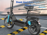 1 Black Carbon Steel Electric Scooter with Intelligent Display, 500W Motor, 14" Tires, 36V 13AH Removable Battery, 35 Miles Range, Foldable Design, Dual Suspension, Rear Brake for Adults - Perfect for Urban Commuting and Holi