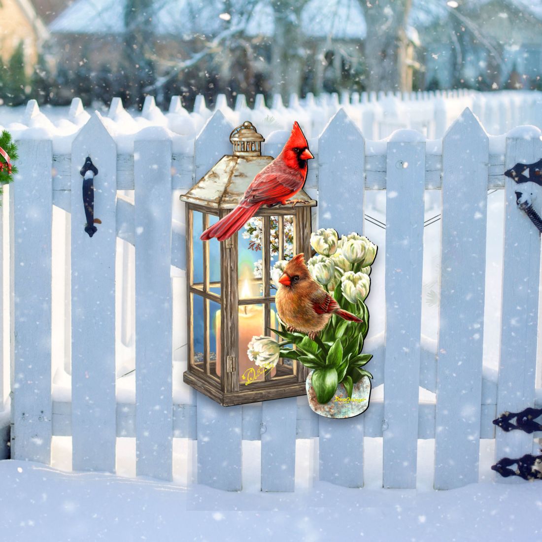 Decoración navideña para puerta con faroles de Cardenales de D. Gelsinger - Decoración navideña - 8461057H-DG
