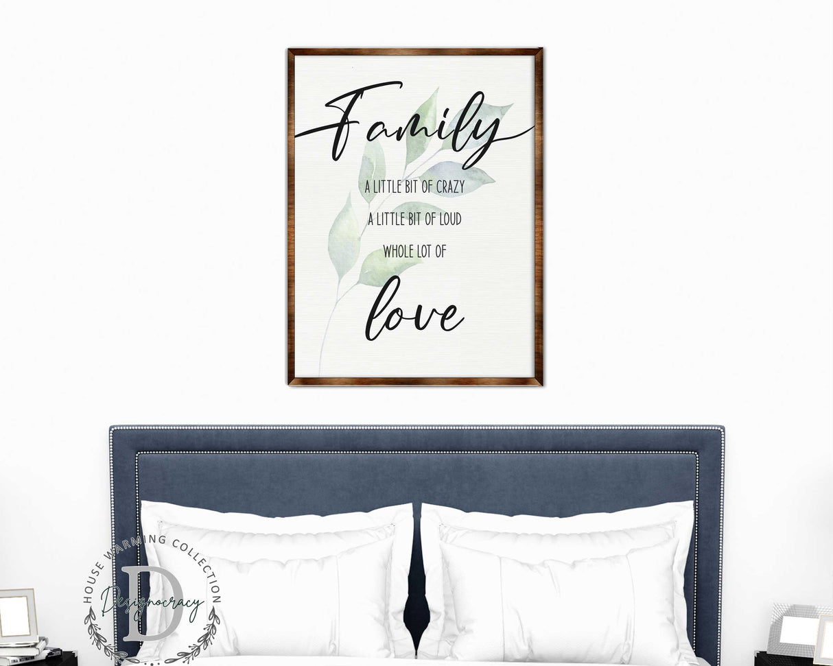 Family Love - Crazy, love, loud - Wooden Wall art - Contemporary decor - Living room Sign - Farmhouse decor - 310346