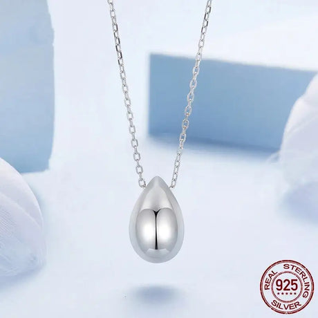 Water Drop Necklace S925 Sterling Silver White Gold Plated Ornament - Lootquake
