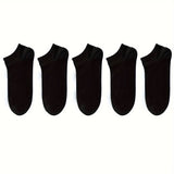 5/10/12 pares de calcetines tobilleros lisos para hombre, cómodos, transpirables, suaves y absorbentes del sudor, ideales para exteriores.