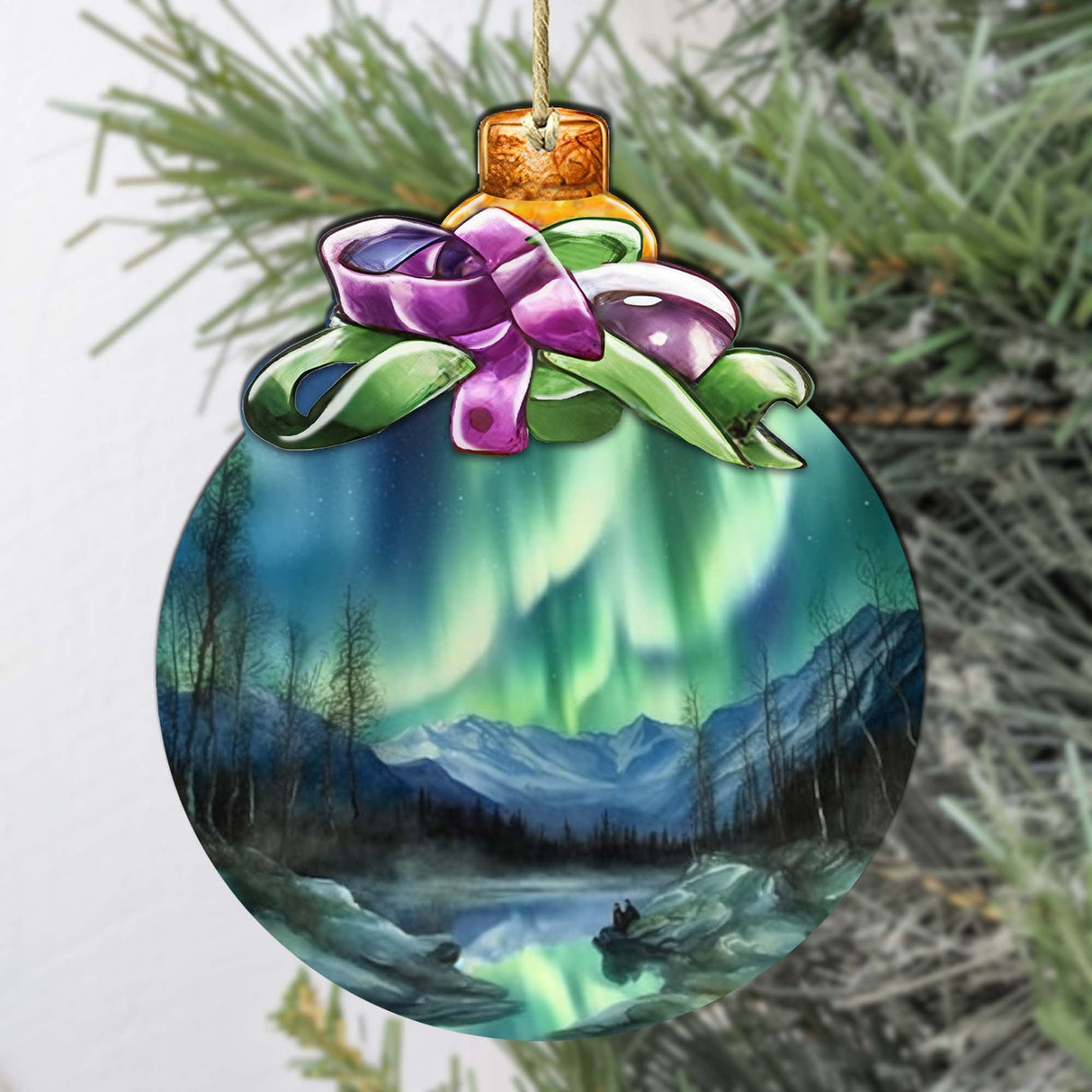 Northern Lights Symphony Wooden Ornaments by G.Debrekht - Wildlife Holiday Décor - 870026