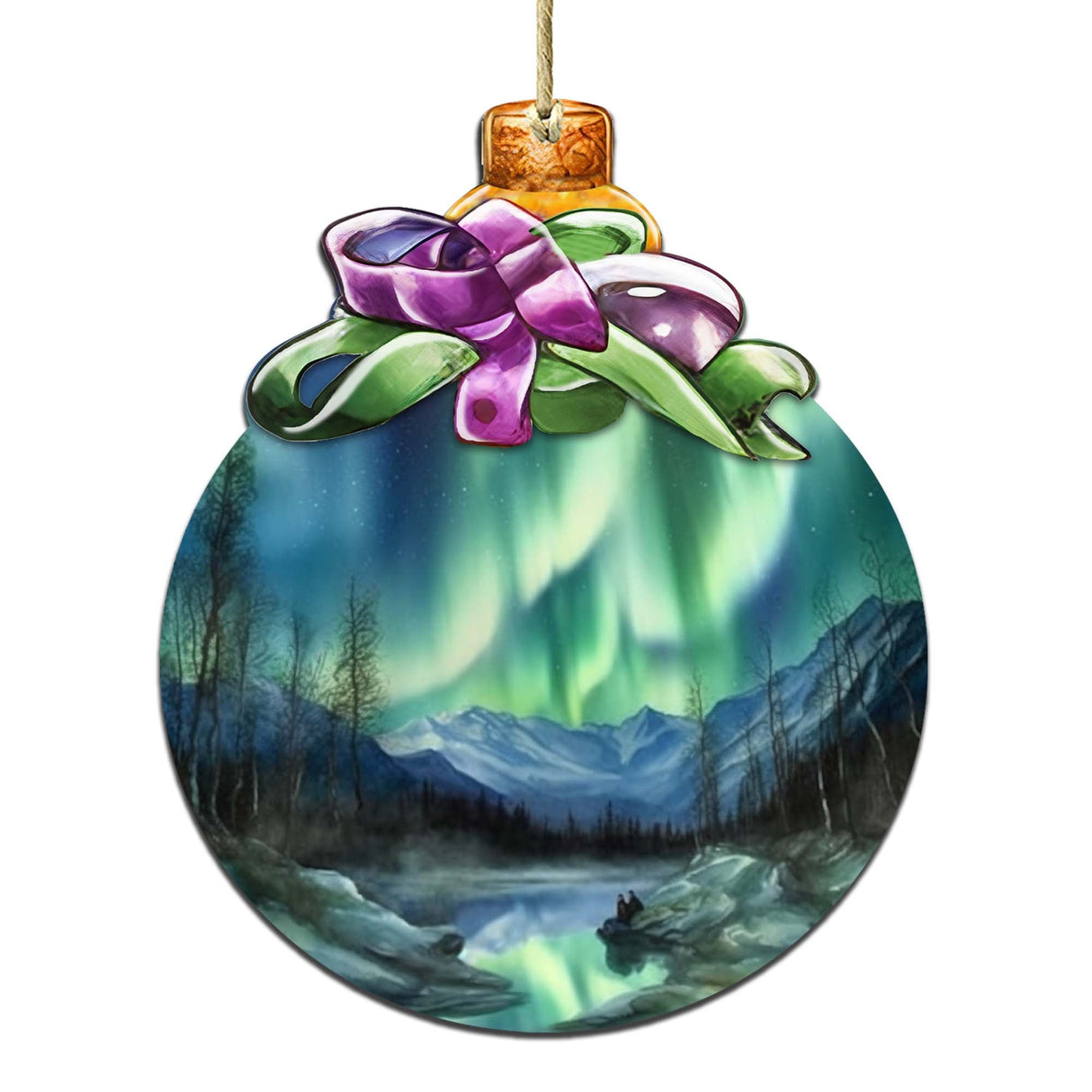 Northern Lights Symphony Wooden Ornaments by G.Debrekht - Wildlife Holiday Décor - 870026