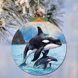 Orca's Family Wooden Ornaments by G.Debrekht - Wildlife Holiday Décor - 870052