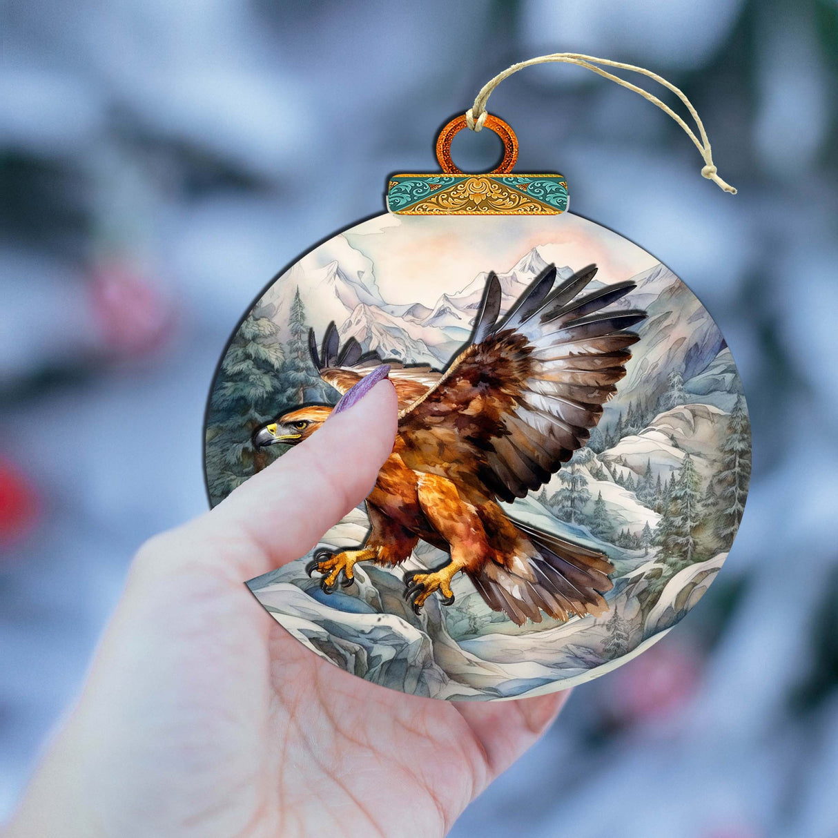 Adornos de madera de águila real en vuelo de G.Debrekht - Decoración navideña con temática de vida silvestre - 870060