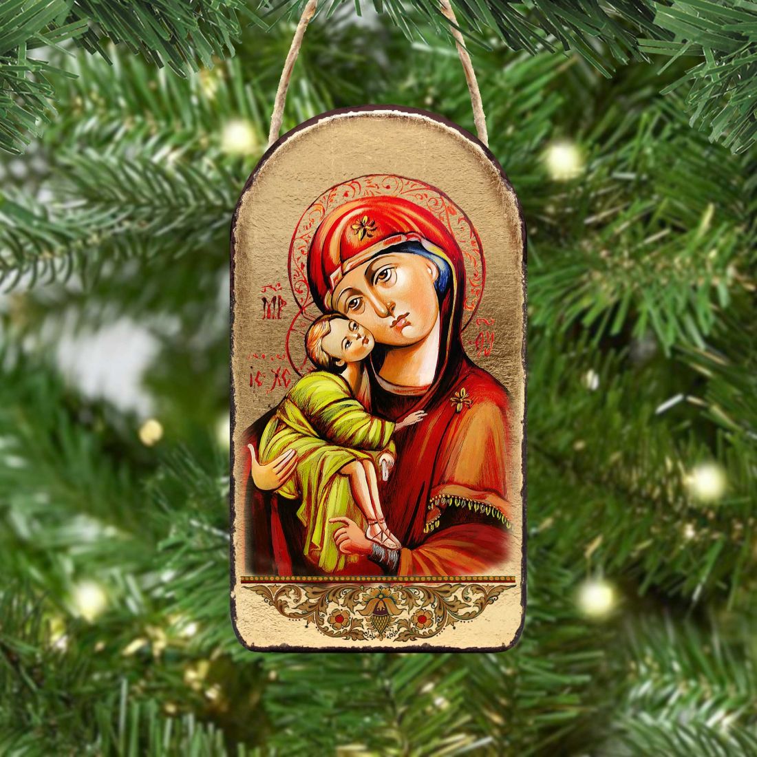 Adorno de icono sagrado ortodoxo religioso de la Santísima Virgen María - Decoración inspiradora de iconos - 87011