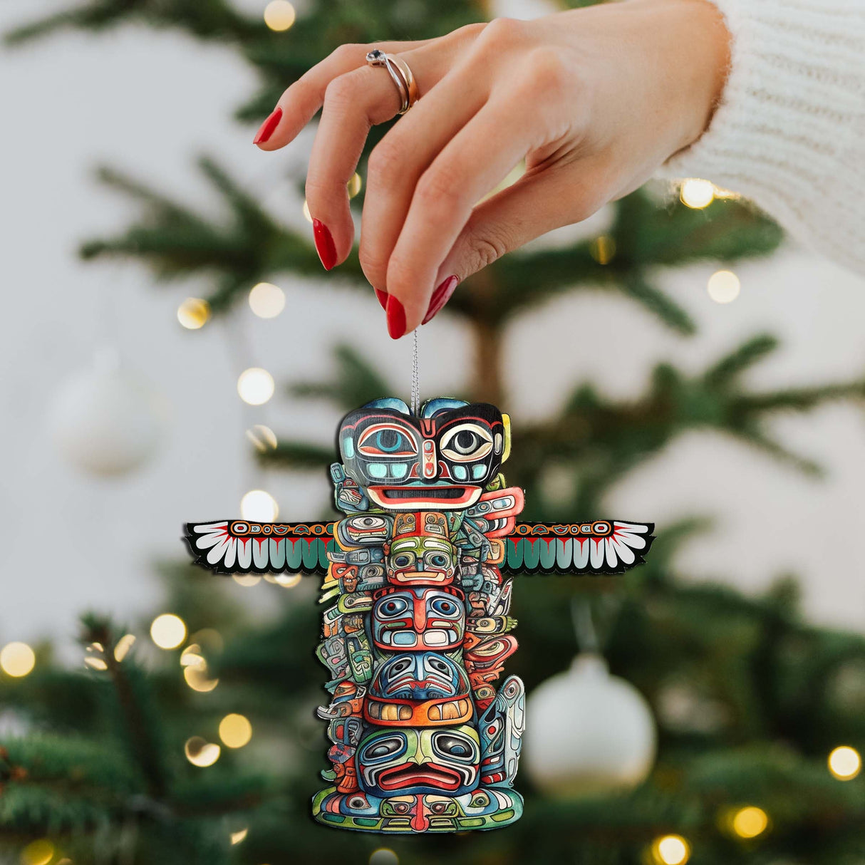 Adornos de madera con tótem espiritual de G.Debrekht - Decoración navideña con temática de vida silvestre - 8710117-3