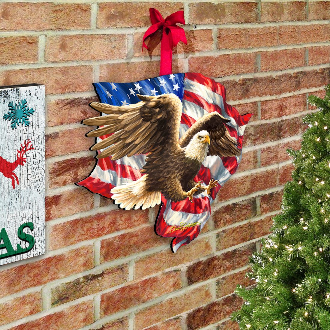 Decoración navideña para puerta con águila americana de D. Gelsinger - Decoración navideña americana - 8461052H-1432