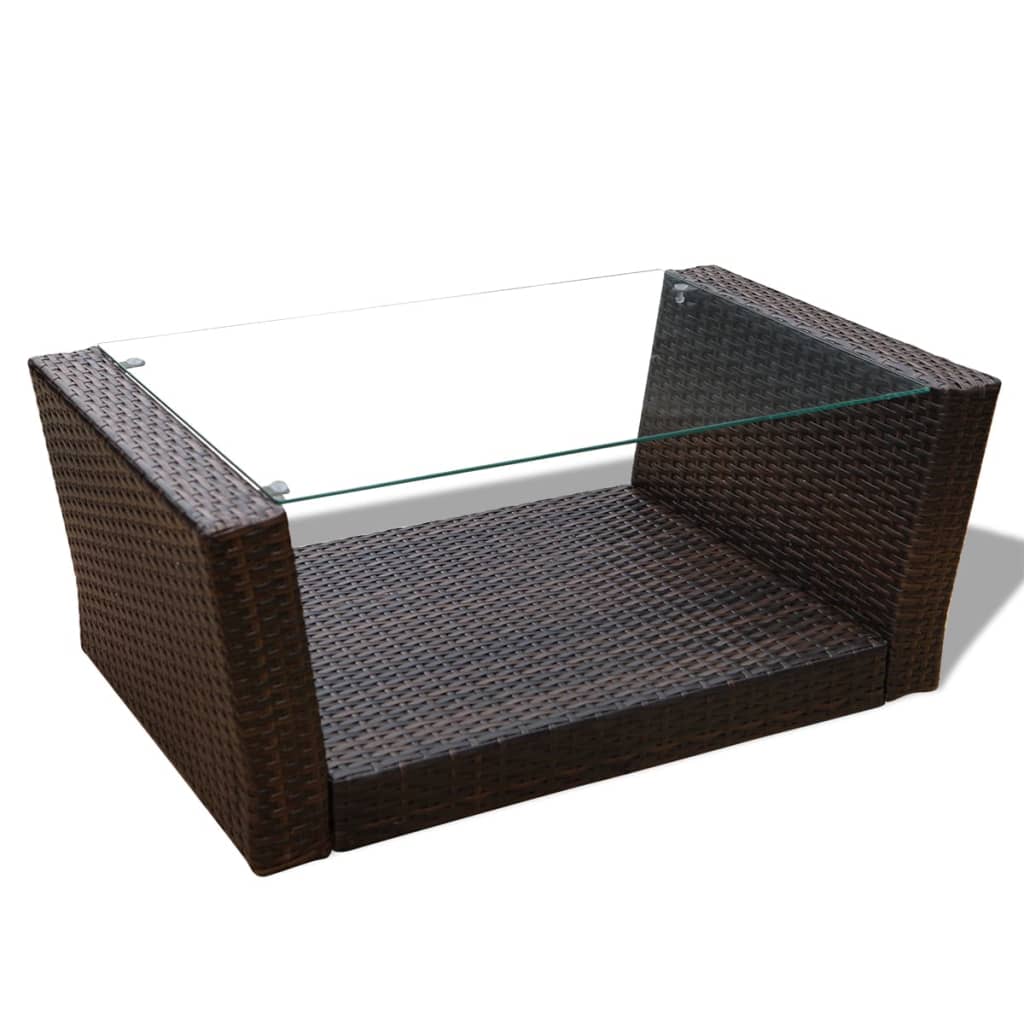 vidaXL Patio Lounge Set Sectional Sofa Set 4 Piece with Cushions Poly Rattan