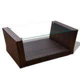 vidaXL Patio Lounge Set Sectional Sofa Set 4 Piece with Cushions Poly Rattan