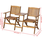 vidaXL Folding Patio Bench with Tea Table 55.1" Solid Acacia Wood