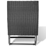 vidaXL Folding Stool Poly Rattan Black