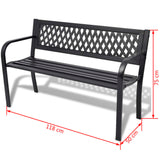 vidaXL Patio Bench 46.5" Steel Black