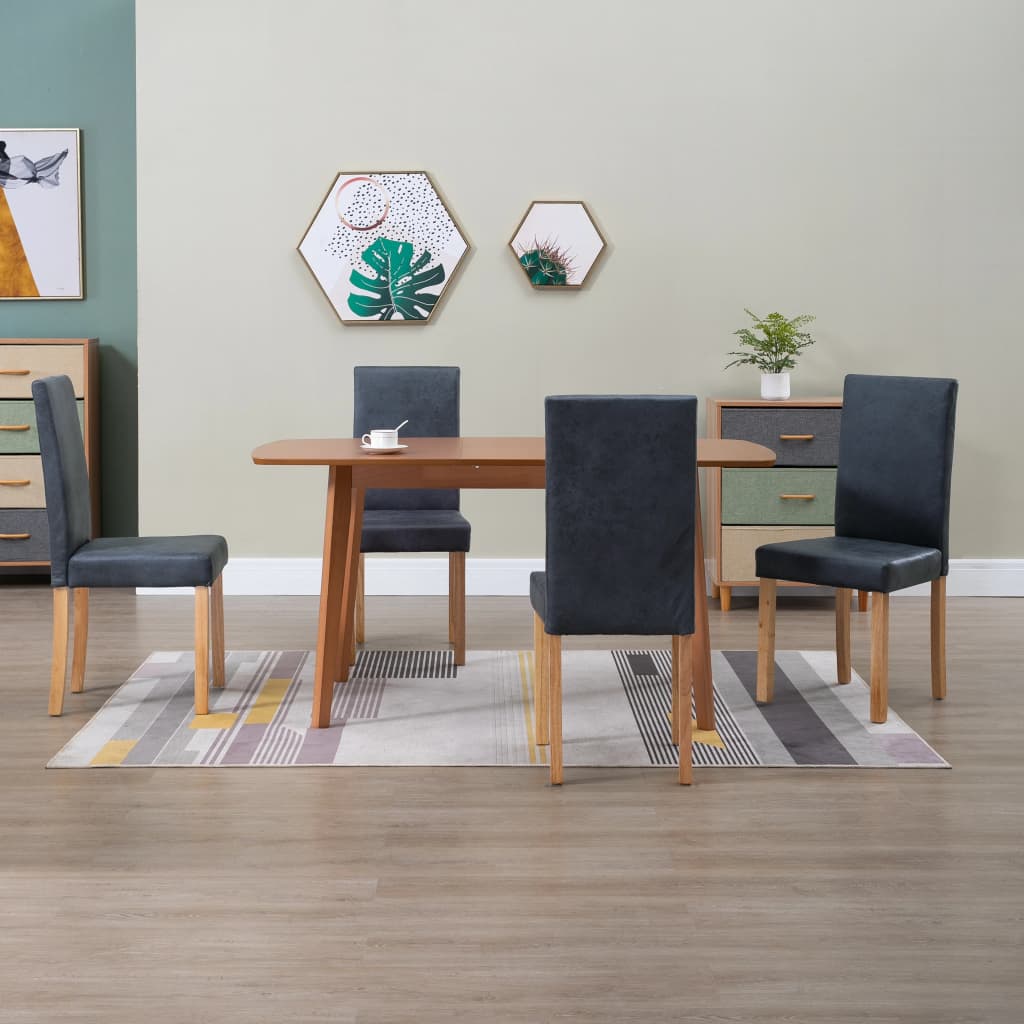 vidaXL Dining Chairs Side Chair with Wood Legs for Kitchen Faux Suede Leather
