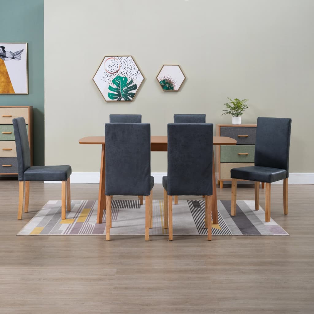 vidaXL Dining Chairs Side Chair with Wood Legs for Kitchen Faux Suede Leather