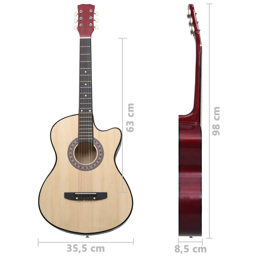 vidaXL Guitar Beginner Cutaway Guitar Acoustic Guitar with 6 Strings Basswood