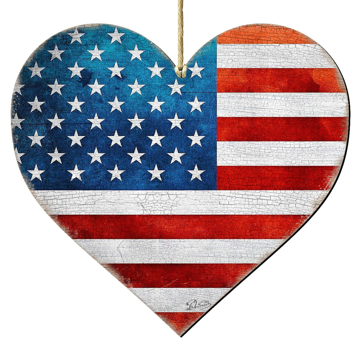 Adornos de madera con forma de corazón patriótico - Decoración navideña americana - 8187130-2
