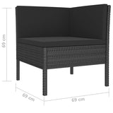 vidaXL 10 Piece Patio Lounge Set with Cushions Poly Rattan Black