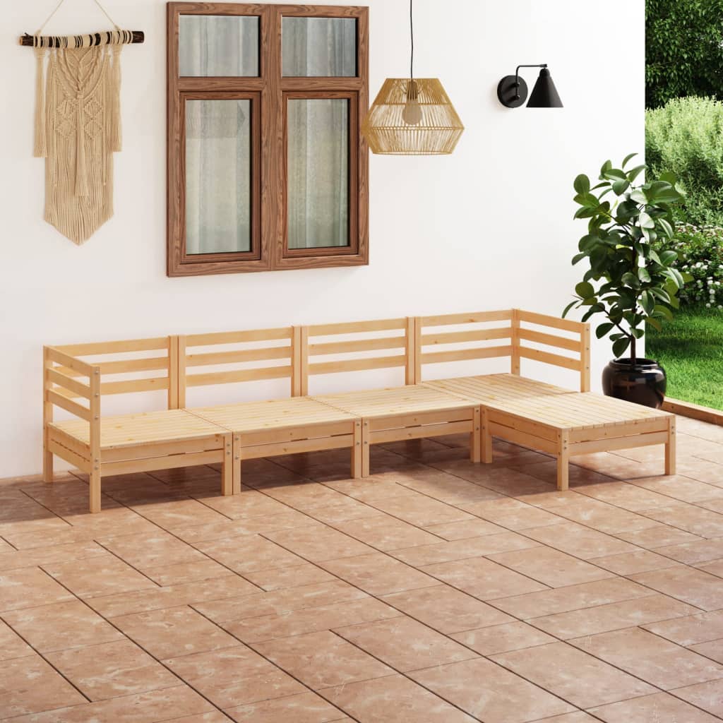 vidaXL Patio Furniture Set 5 Piece Garden Sectional Sofa Set Solid Wood Pine