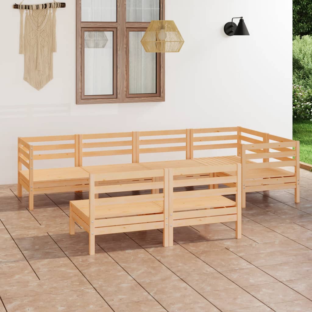 vidaXL 7 Piece Patio Lounge Set Solid Pinewood Black