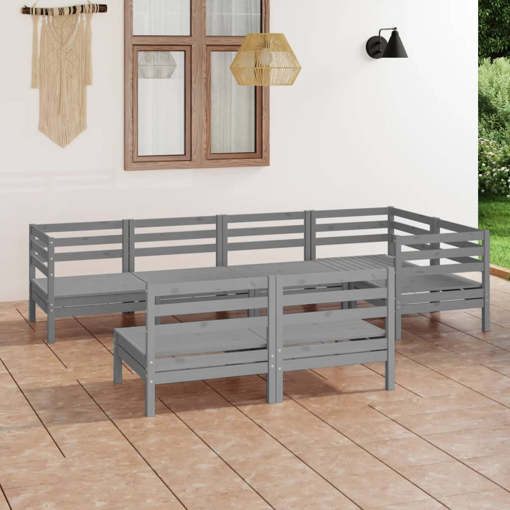 vidaXL 7 Piece Patio Lounge Set Solid Pinewood Black